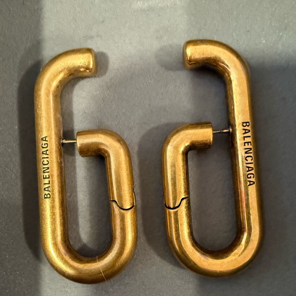 Authentic Balenciaga Volume earings in antique gold
